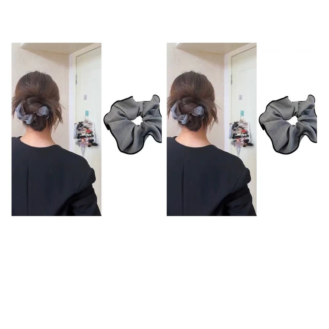 Lässiger grauer Scrunchie – Haargummi für tiefe Dutts - IG032