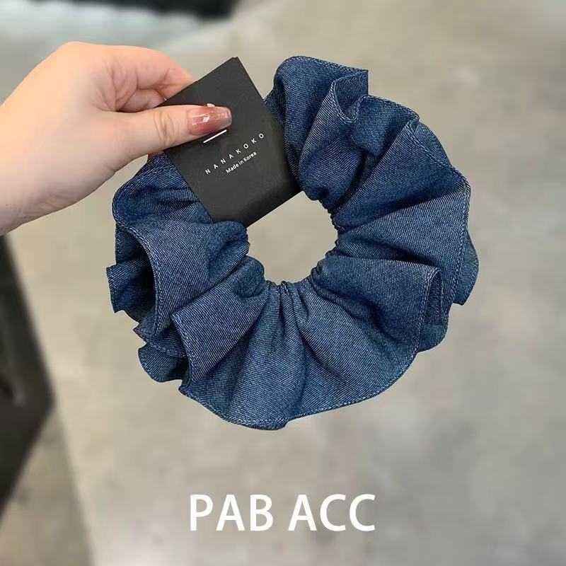 Denim Blue Scrunchie – Retro Doppel-Layer – Video Gleicher Stil IG005