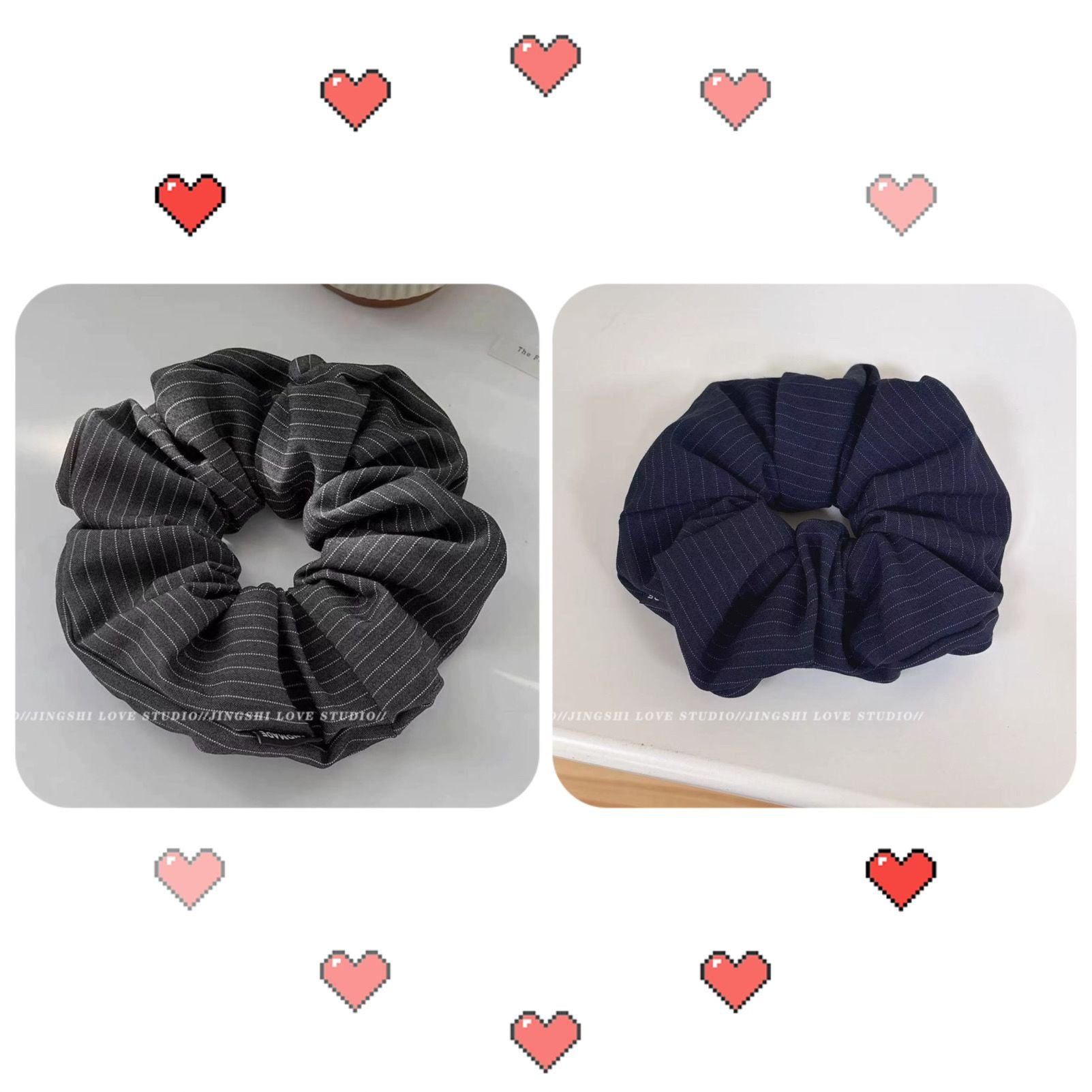 Graues Strukturiertes Scrunchie – Haargummi für Dutt – IG038