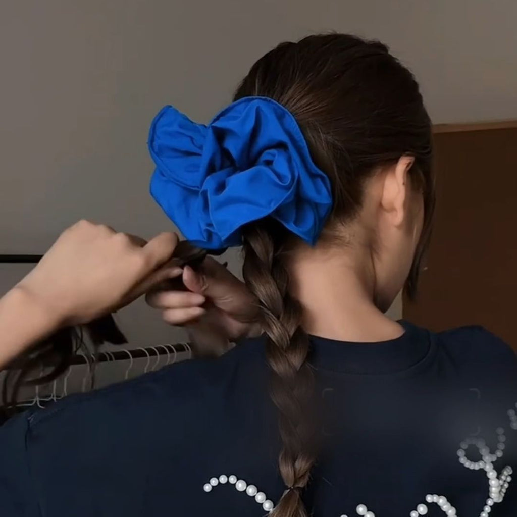 Large 20cm Blue Scrunchie – Braid Style Hair Tie - IGB001