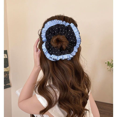 Blue Polka Dot Heart Scrunchie – Ponytail Hair Tie - IGC008