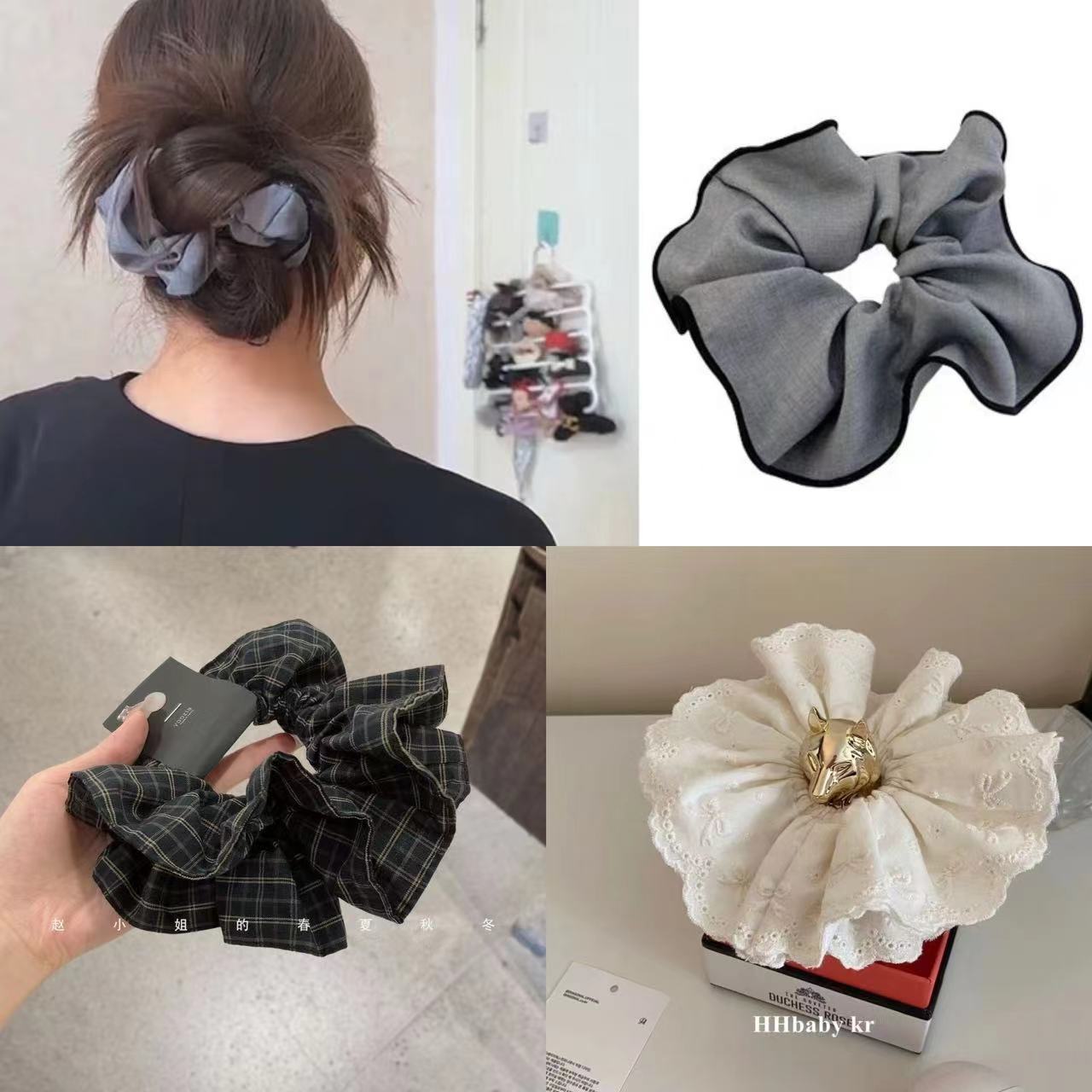 Casual Gray Scrunchie – Low Bun Hair Tie - IG032