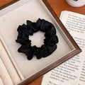Satin Bow Scrunchie – Black Ponytail Hair Tie - IG039