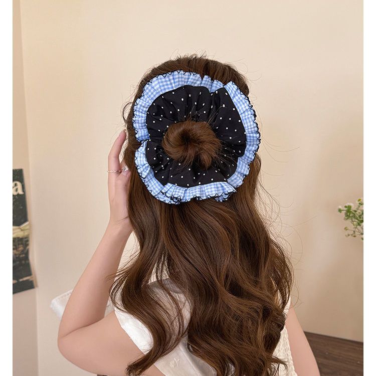 Blue Polka Dot Heart Scrunchie – Ponytail Hair Tie - IGC008