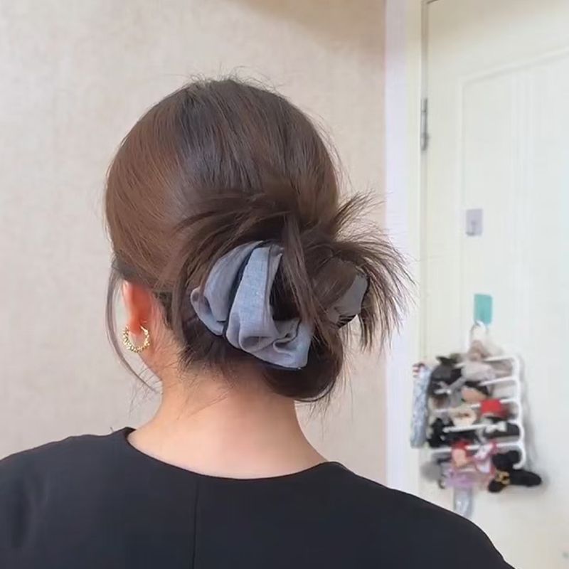 Casual Gray Scrunchie – Low Bun Hair Tie - IG032