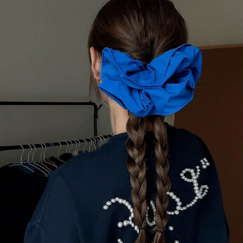 Large 20cm Blue Scrunchie – Braid Style Hair Tie - IGB001