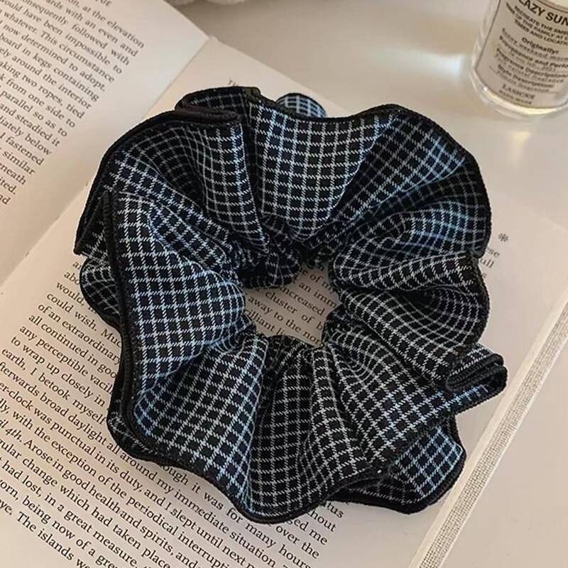 Plaid Style Large Scrunchie – High Bun Hair Tie - IG041