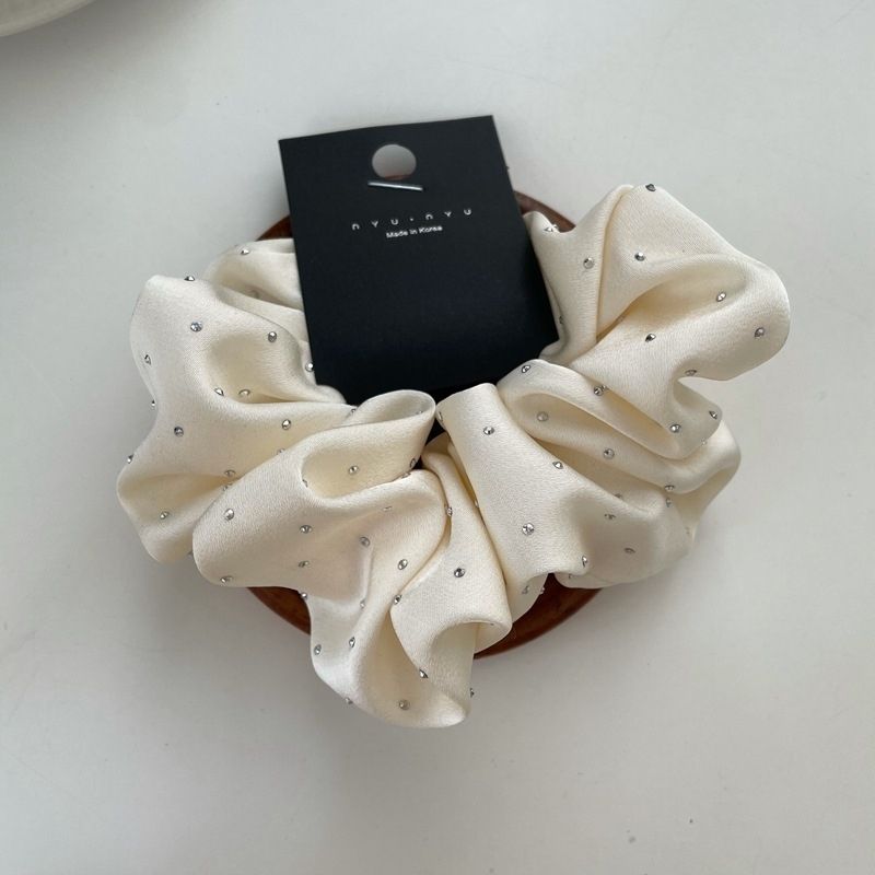 Starry Rhinestone Satin Scrunchie – Vintage Style - IGC020
