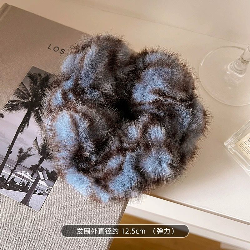 Vintage Leo-Haargummi aus Plüsch – Pferdeschwanz-Haarband für Herbst/Winter – IG034