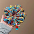 Regenbogen-Karo-Scrunchie – Haargummi mit hoher Elastizität – Video gleicher Stil IG012