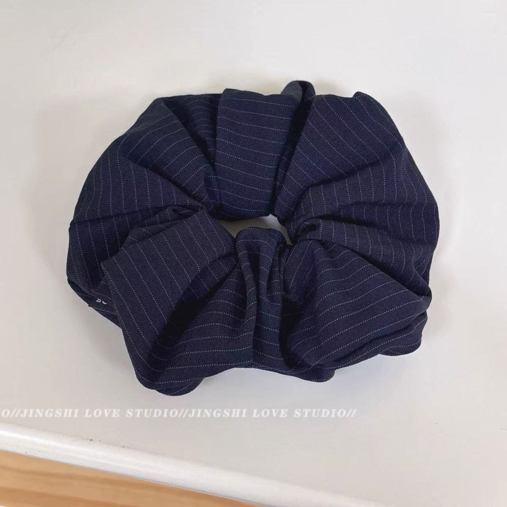 Gray Textured Scrunchie – High Bun Hair Tie - IG038
