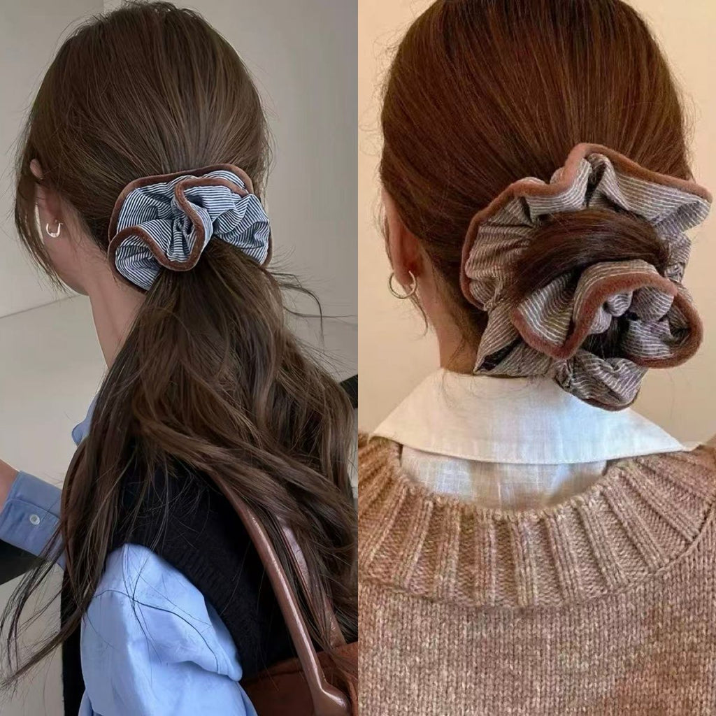 Kontrast-Scrunchie in Herbstbraun – Haargummi für Dutt und Pferdeschwanz – IGB004