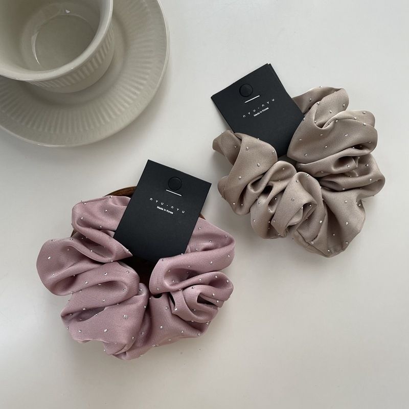 Starry Rhinestone Satin Scrunchie – Vintage Style - IGC020