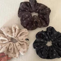 Fall/Winter Vintage Floral Knit Scrunchie – Large Ponytail Tie - IG037