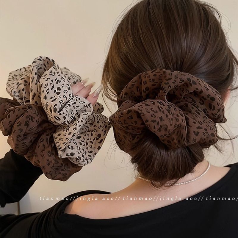 Haargummi mit Leopardenmuster – Vintage-Milchteebraun – Video gleicher Stil IG001