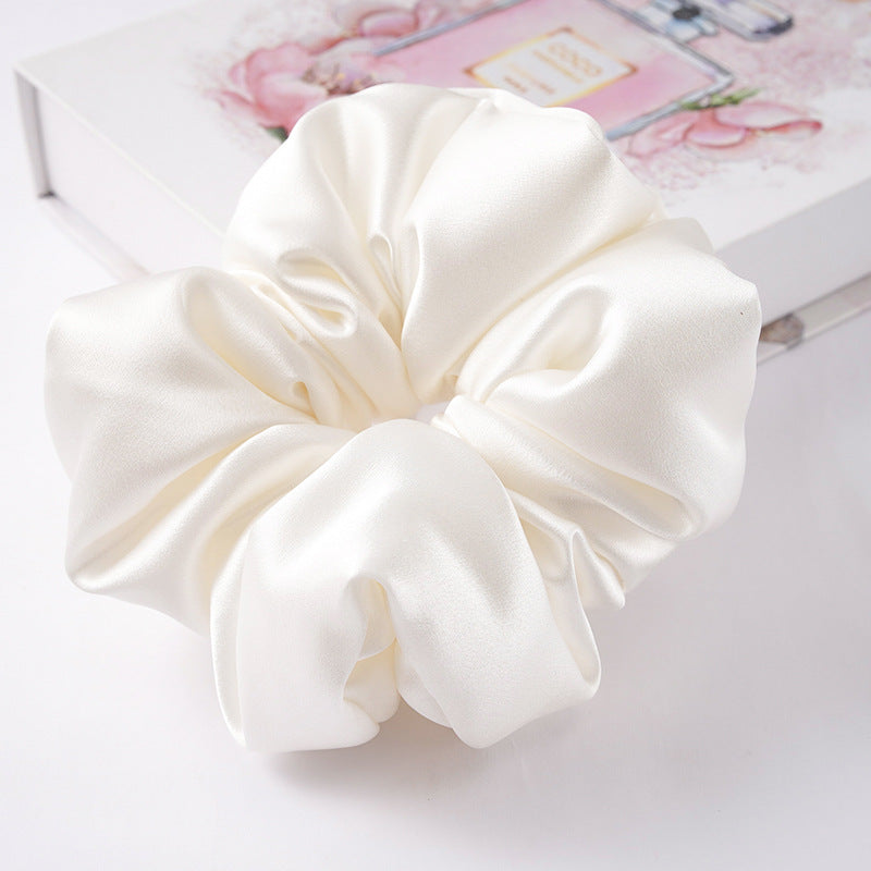 Soft pink, beige, and light gray 100% silk scrunchies-25