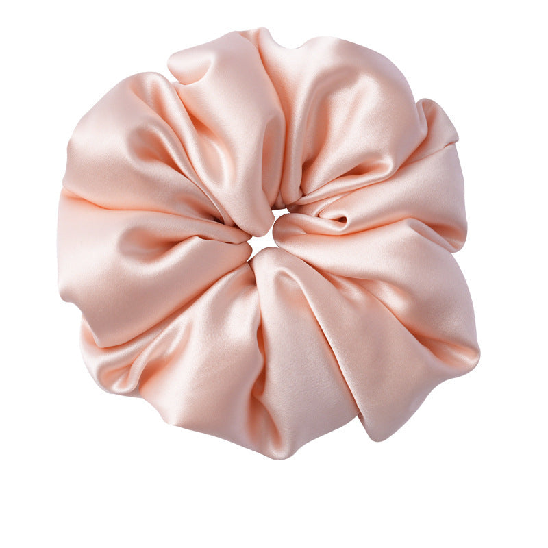 Retro polka - dot 100% silk scrunchies in black, white, blue, pink, and yellow-34