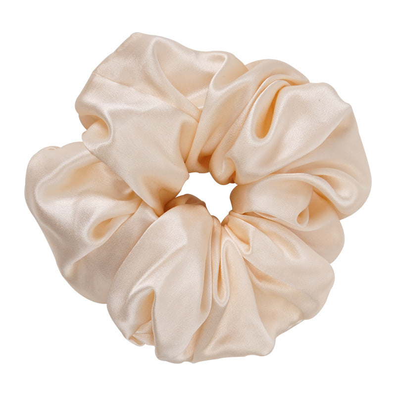 Light gray and beige 100% silk scrunchies-5