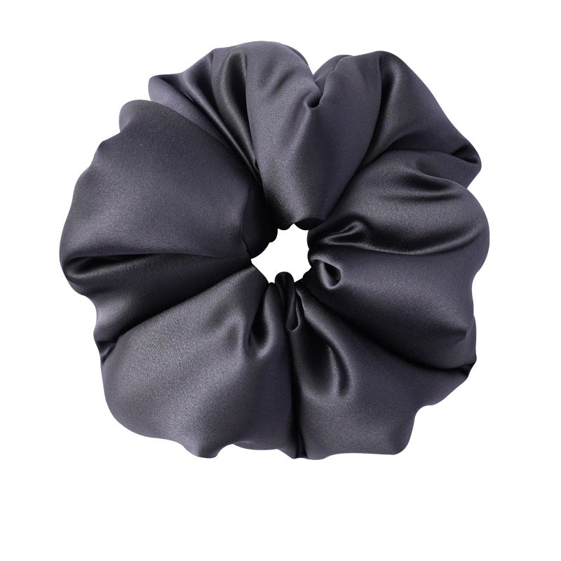 Retro polka - dot 100% silk scrunchies in black, white, blue, pink, and yellow-35