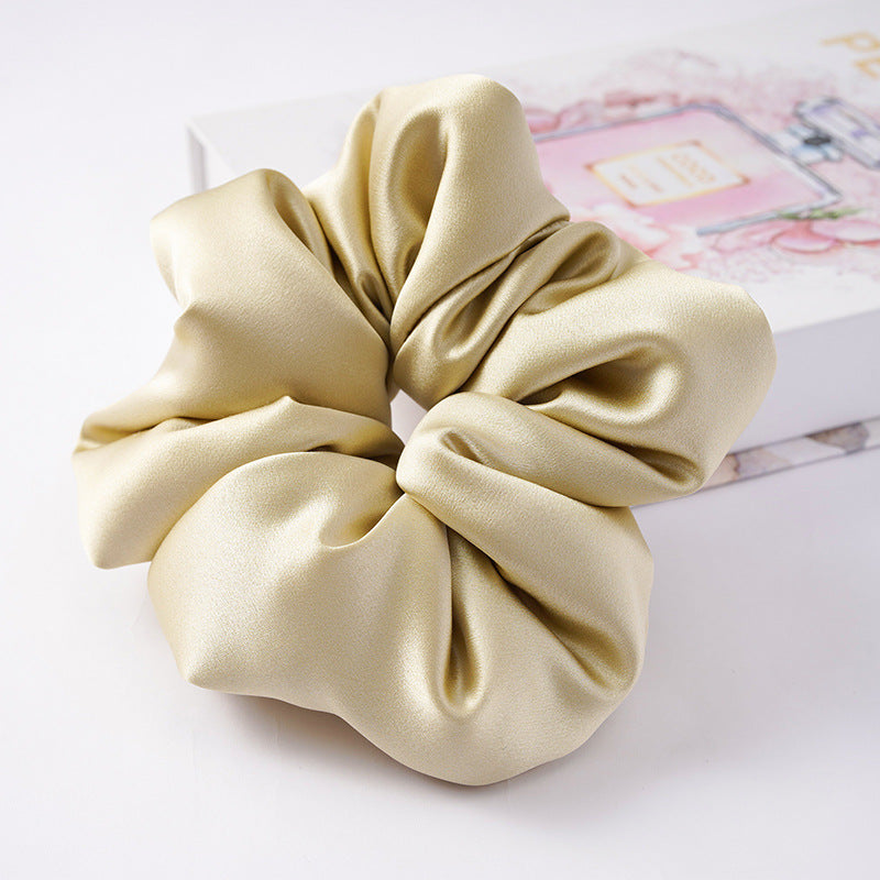 Soft pink, beige, and light gray 100% silk scrunchies-30