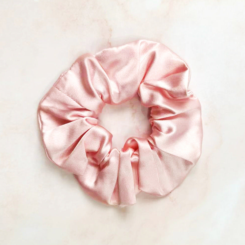 Soft - colored 100% silk scrunchies in peach, light - pink, and mint - green-7