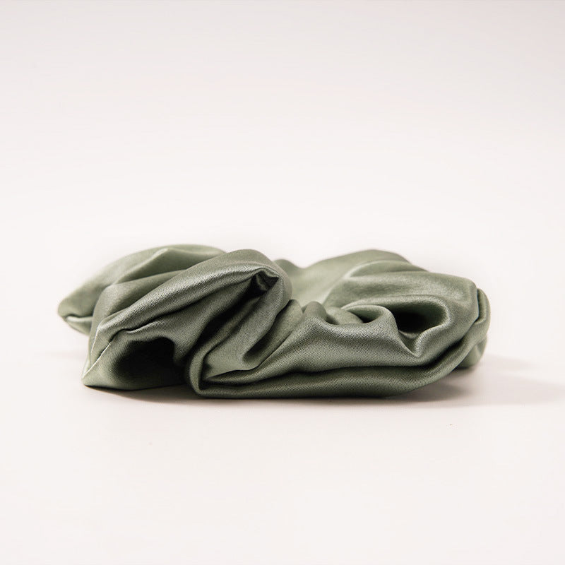 Solid color 100% silk scrunchies in light blue, pink, beige, and other colors-4