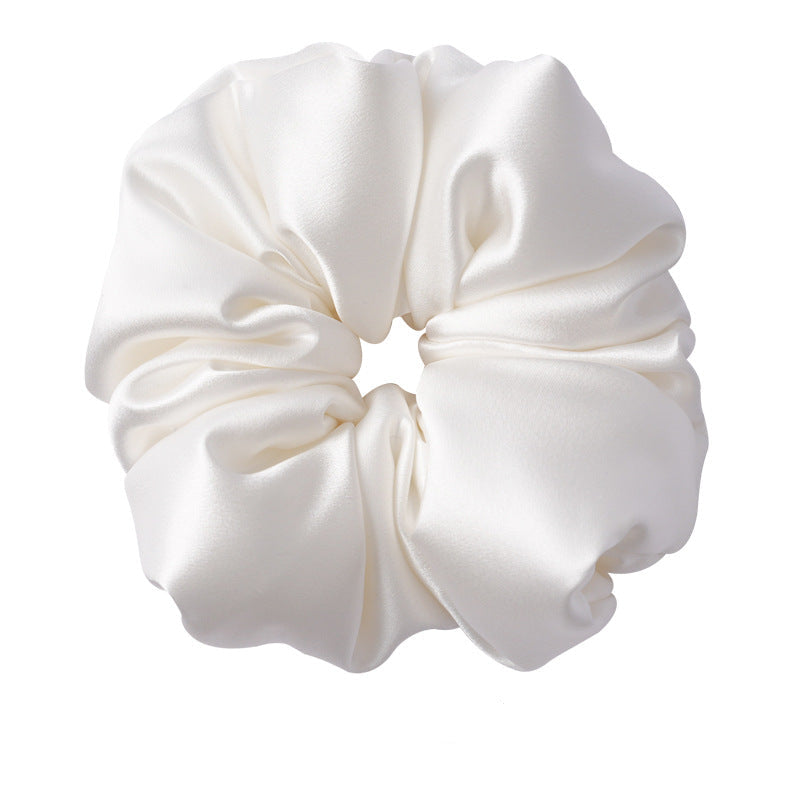 Retro polka - dot 100% silk scrunchies in black, white, blue, pink, and yellow-31
