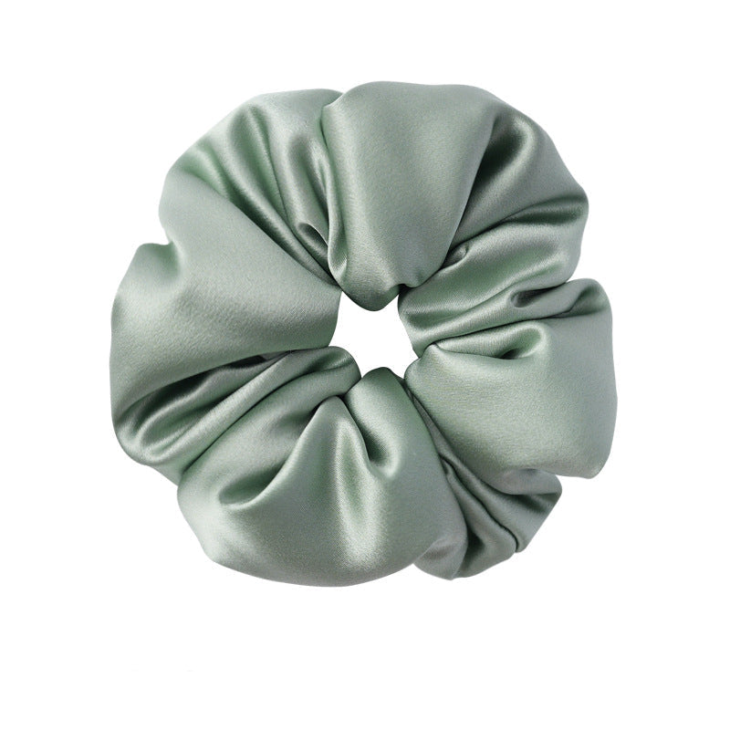 Retro polka - dot 100% silk scrunchies in black, white, blue, pink, and yellow-15