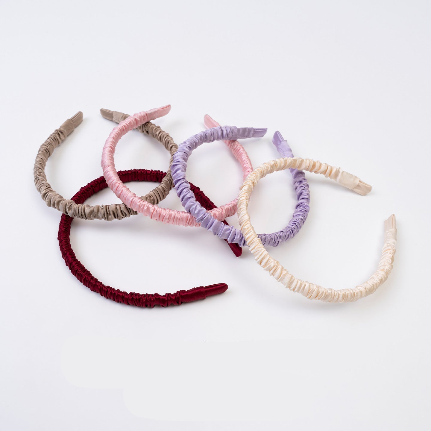 Light blue, pink, and brown 100% silk headbands-2
