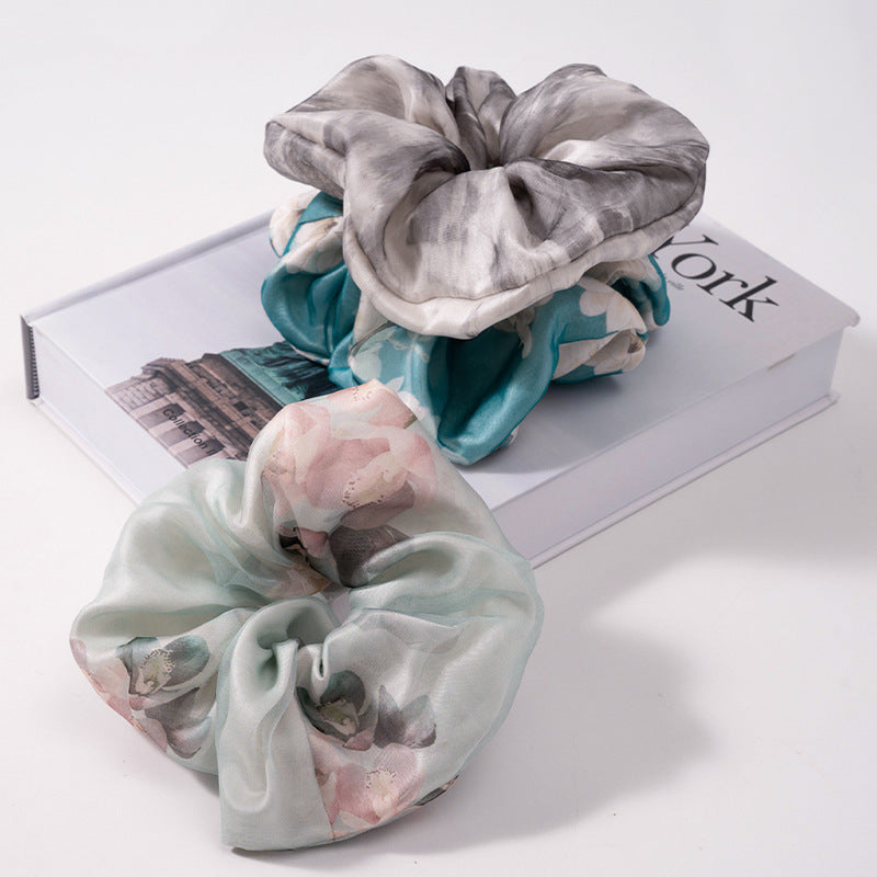 Ink - wash colored 100% silk scrunchies-2