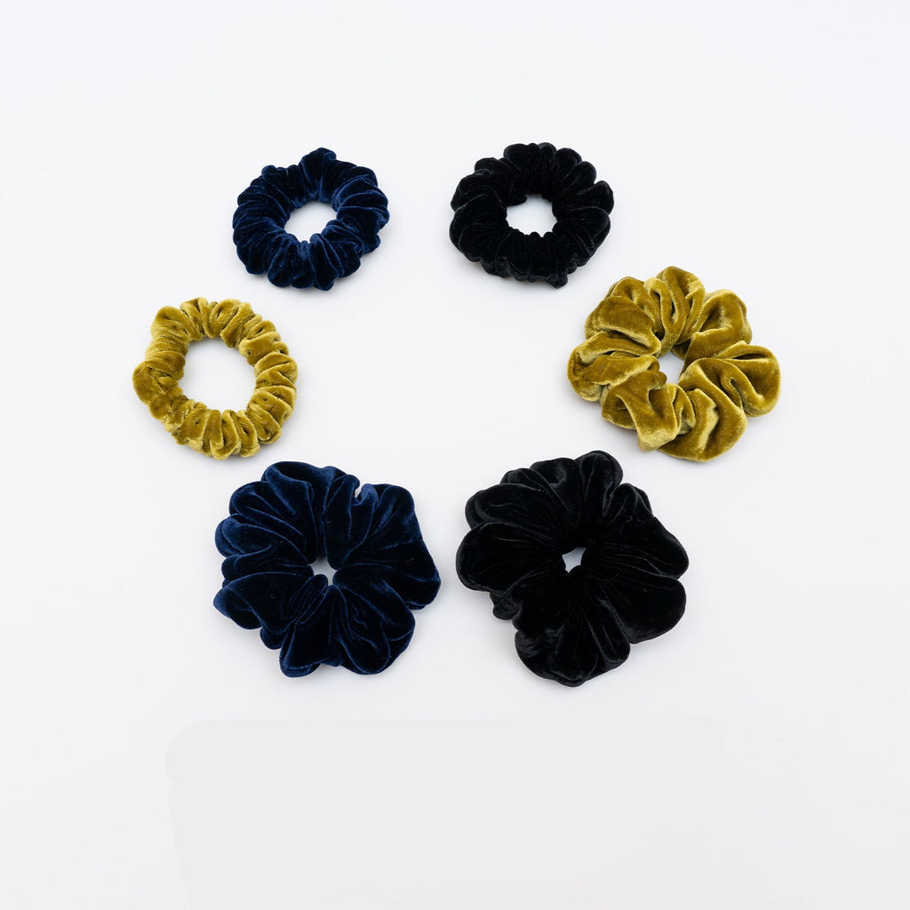 Black, Navy, and Gold 100% Silk Scrunchies-3