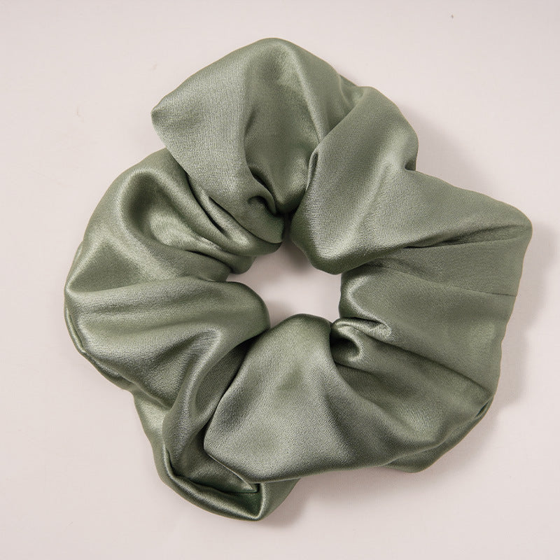 Solid color 100% silk scrunchies in light blue, pink, beige, and other colors-2