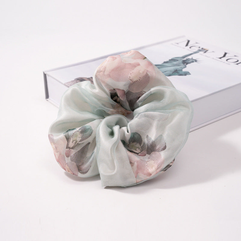 Ink - wash colored 100% silk scrunchies-8