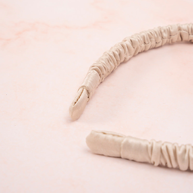 Beige 100% Silk Headband-2