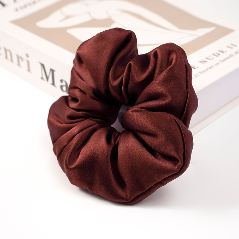 Red, navy, green, and beige 100% silk scrunchies-15