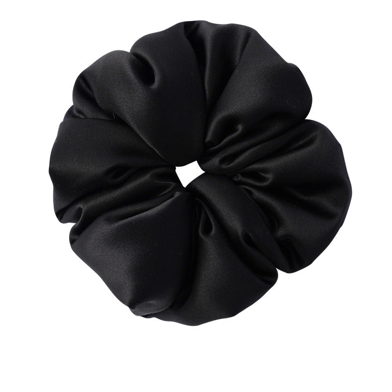 Retro polka - dot 100% silk scrunchies in black, white, blue, pink, and yellow-29