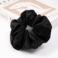Solid - colored 100% silk scrunchies in beige, light blue, white, red, and black-6