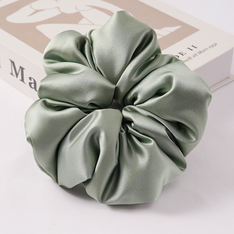 Red, navy, green, and beige 100% silk scrunchies-8