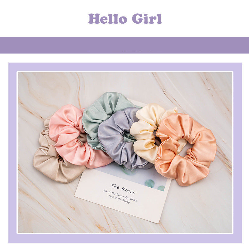 Soft - colored 100% silk scrunchies in peach, light - pink, and mint - green-2