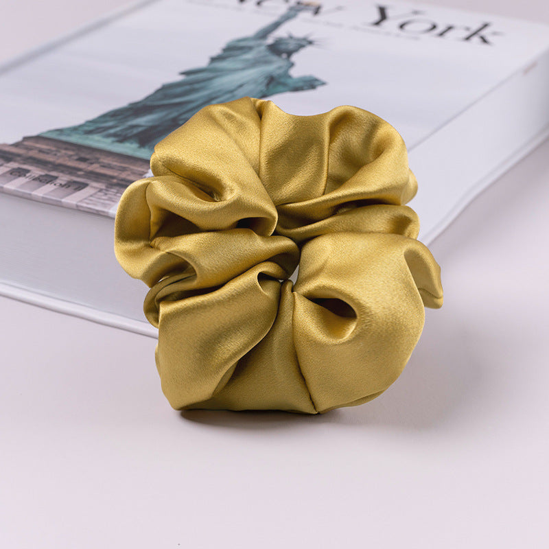 Solid color 100% silk scrunchies in light blue, pink, beige, and other colors-19