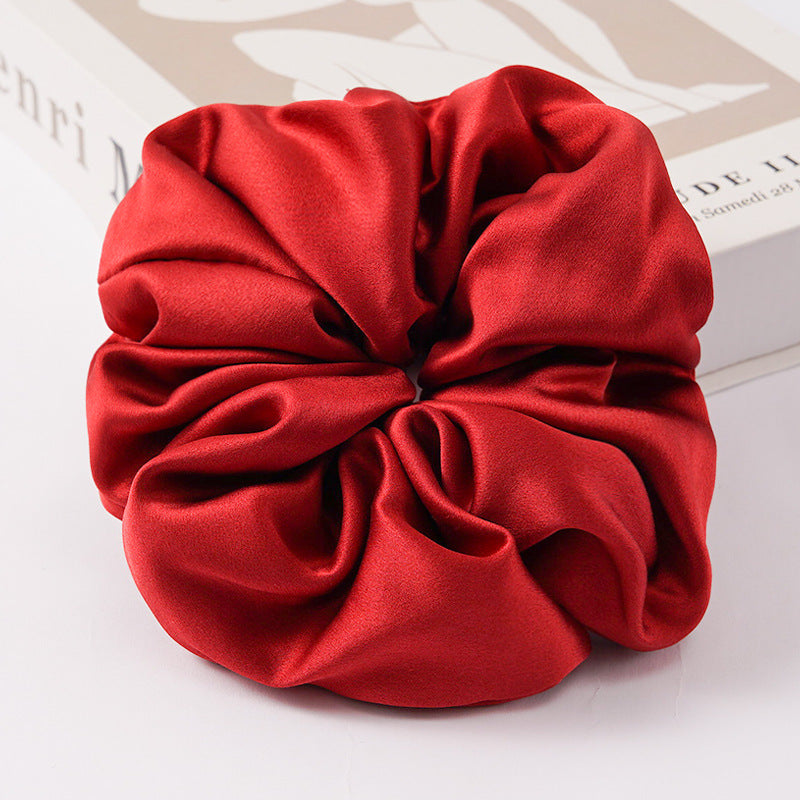 Red, navy, green, and beige 100% silk scrunchies-16