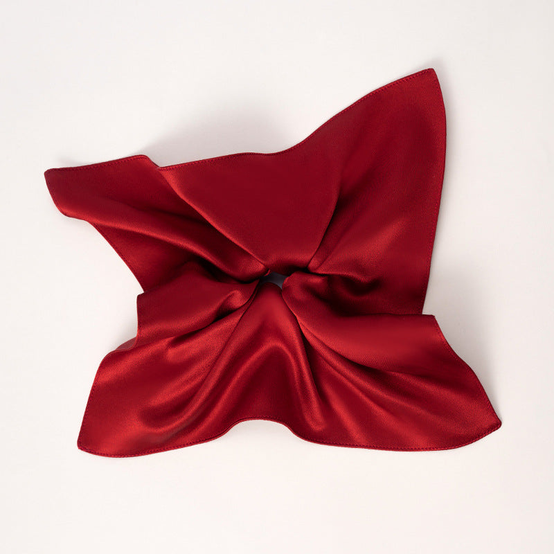 Soft - colored 100% silk scrunchies in gray, pink, and beige-8