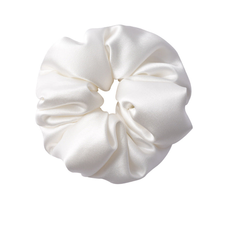 Retro polka - dot 100% silk scrunchies in black, white, blue, pink, and yellow-14