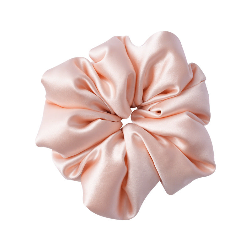 Soft pink, beige, and light gray 100% silk scrunchies-5