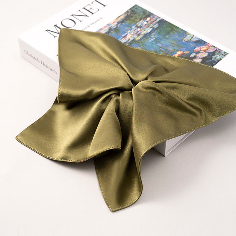 Soft - colored 100% silk scrunchies in gray, pink, and beige-3