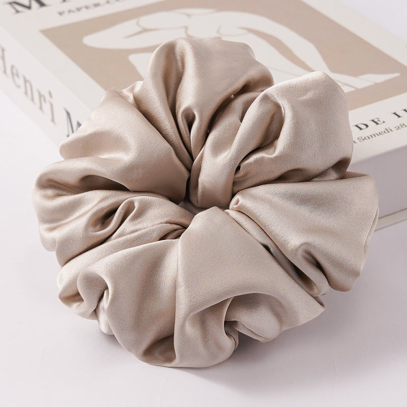 Red, navy, green, and beige 100% silk scrunchies-11