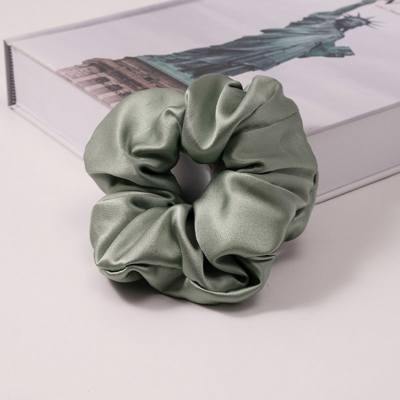 Solid color 100% silk scrunchies in light blue, pink, beige, and other colors-6