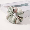 Light gray, pastel green and blue 100% mulberry silk hair scrunchies-5