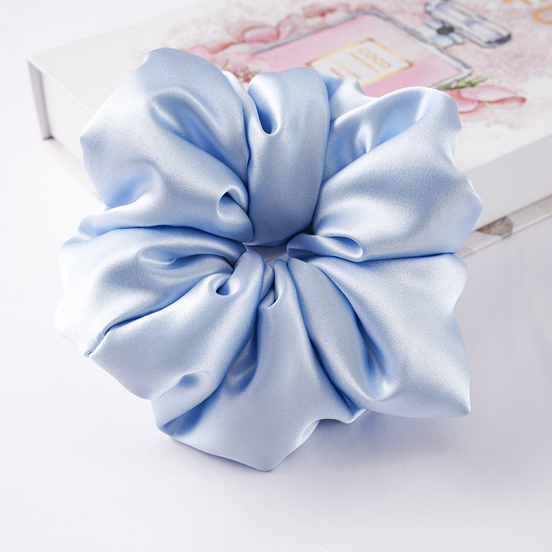 Soft pink, beige, and light gray 100% silk scrunchies-32
