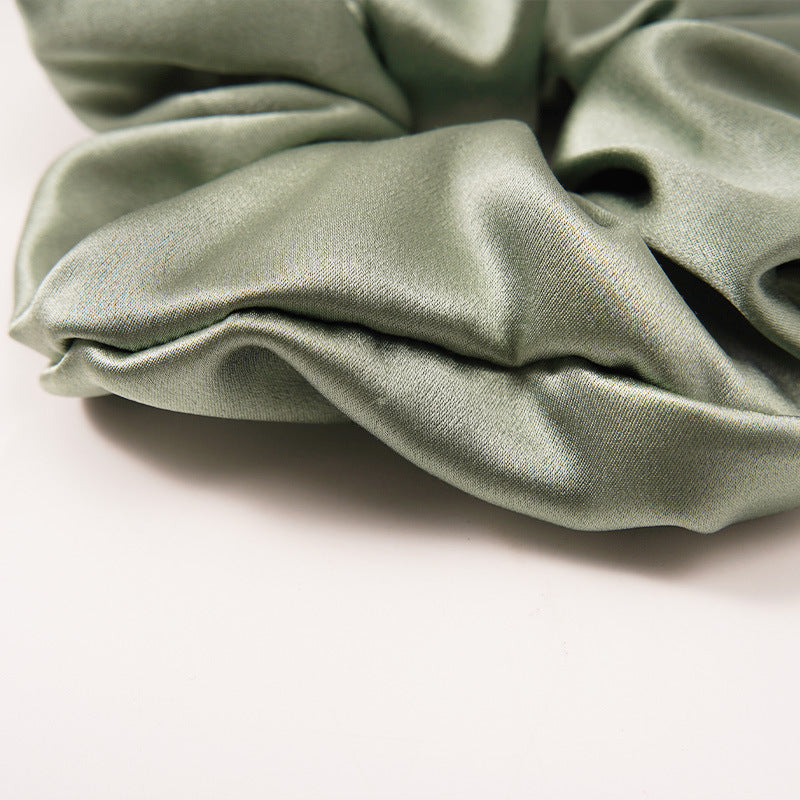 Solid color 100% silk scrunchies in light blue, pink, beige, and other colors-3